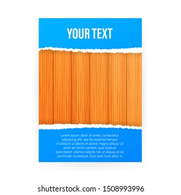 Ripped paper on texture of wood background, Business brochure flyer design layout template in A4 size.