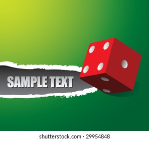 ripped paper with red dice