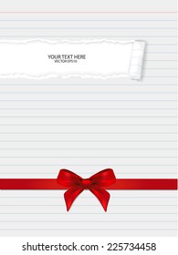 Ripped paper with ribbon, space for copy 