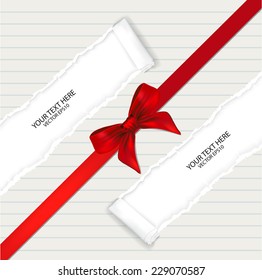 Ripped paper with ribbon, space for copy 