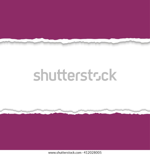 Ripped paper with rough edges. Vector
colorful torn paper background with white copyspace and torn paper
edges.  Hole in paper on dark background.
