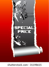 Ripped Paper With Sample Text To Be Applied On Grunge Background - Vector Illustration