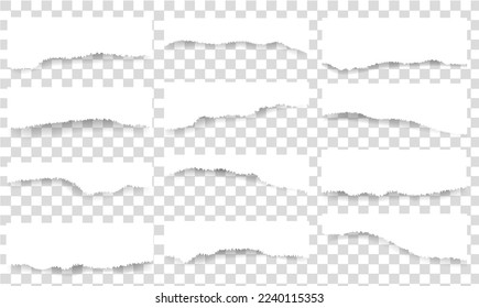 Ripped Paper Set Isolated Transparent background With Gradient Mesh, Vector Illustration