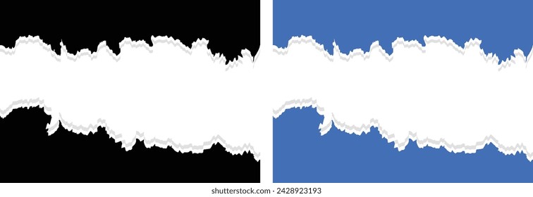 Zerrissenes Papier mit weichem Schatten auf weißem quadratischem Hintergrund