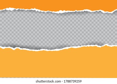 Ripped paper strips realistic. Torn paper on transparent background. Seamless horizontally Vector illustaration