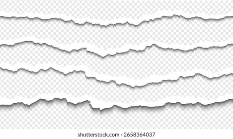 Faixas de papel rasgadas com bordas ásperas
