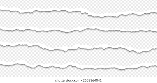 Ripped paper strips with rough torn edges