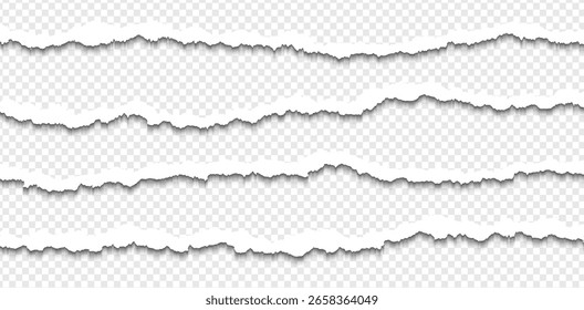 Ripped paper strips with rough torn edges