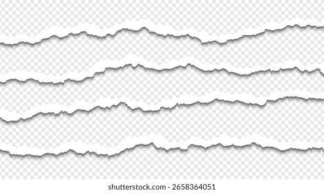 Ripped paper strips with rough torn edges