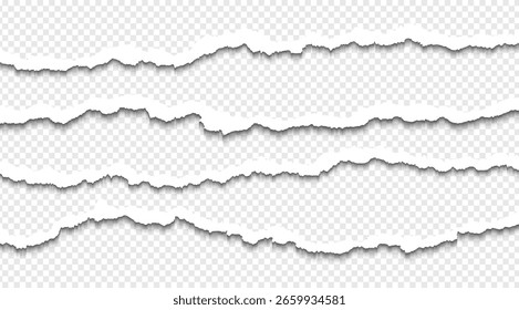 Ripped paper strips with rough torn edges