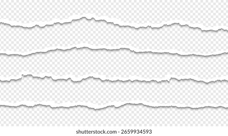 Ripped paper strips with rough torn edges