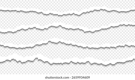 Ripped paper strips with rough torn edges