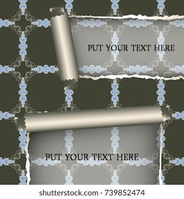 Ripped paper template with seamless geometric pattern. Vector illustration