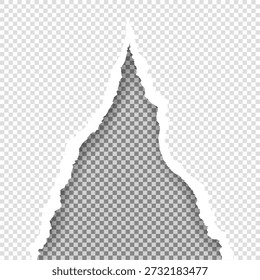 gerissene Papiertextur einzeln auf transparentem Hintergrund. Zerrissenes Papier mit weichem Schatten, der auf transparentem Hintergrund aufgeklebt ist