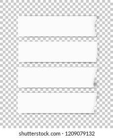 Ripped paper texture. Torn paper edges background. White paper for banner tag background. Vector illustration.