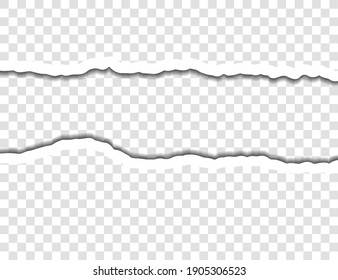 Papel rasgado. Tornadas, trozos rasgados. Ilustración vectorial.