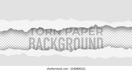 Ripped paper, torn in pieces vector background. White blank sheet with ragged edge. Paper surface torned illustration.