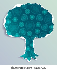 ripped paper tree, vector illustration