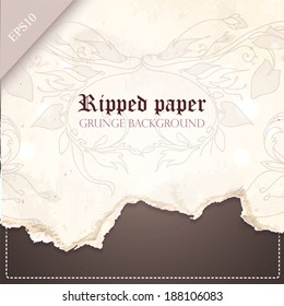 Ripped paper vintage background. Vector illustration