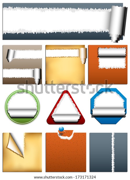 Ripped\
papers isolated on white. Vector\
illustration.