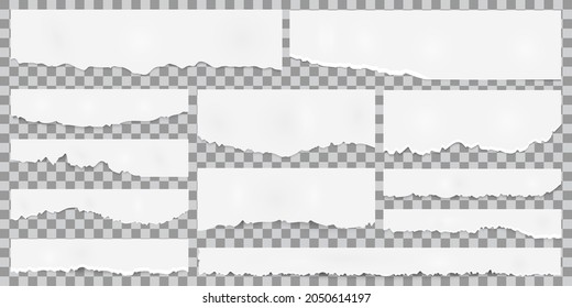 Ripped papers, torn pieces of paper, paper scraps, scrapbook paper piece. Vector set isolated paper pieces