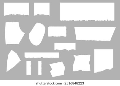 Ripped piece white paper sheets torn blank pages. Damaged letter with a copyspace vector.