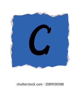 ripped ransom note with letter C