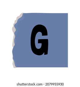 ripped ransom note with letter G