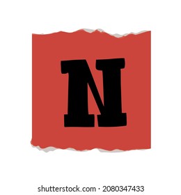 ripped ransom note with letter N