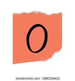 ripped ransom note with letter O