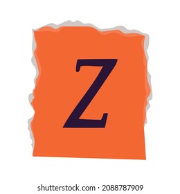 ripped ransom note with letter Z