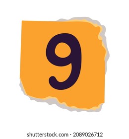 ripped ransom note with number 9