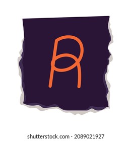 ripped ransom paper with letter R