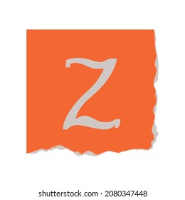 ripped ransom paper with letter Z