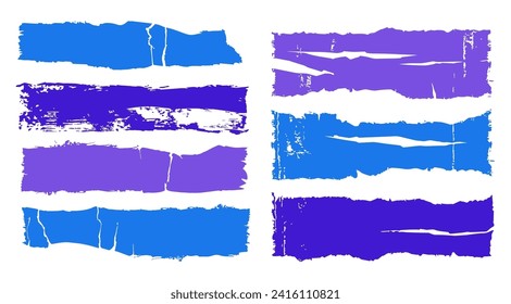 Ripped rectangle shapes set. Grunge torn tapes silhouettes vector illustration.