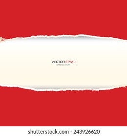 Papel rojo despojado con espacio para copiar. Ilustración vectorial.