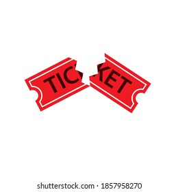 Ripped Red Ticket icon. Clipart image isolated on white background