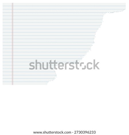 Ripped ruled notebook paper, displaying a red vertical margin and jagged right edge, ready for messages