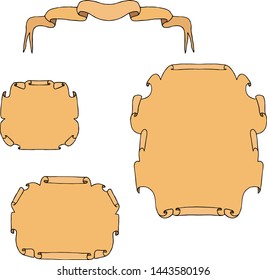 ripped scrolls and cream colored ribbon with shadows vectors
