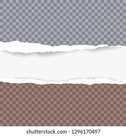 Ripped squared grey and brown paper for text or message are on white background. Vector illustration