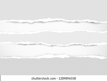 Papel horizontal cinza quadrado rasgado para texto ou mensagem estão em fundo branco. Ilustração vetorial