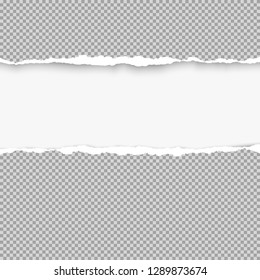 Ripped squared grey paper for text or message are on white background. Vector illustration