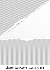 Ripped squared grey paper for text or message are on white background. Vector illustration