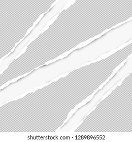 Ripped squared grey paper for text or message are on white background. Vector illustration