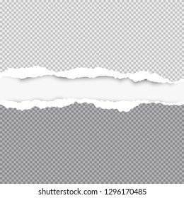 Ripped squared grey paper for text or message are on white background. Vector illustration