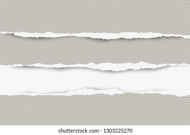 Ripped squared grey paper for text or message are on white background. Vector illustration