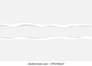 Ripped squared grey paper for text or message are on white 
background. Vector illustration.