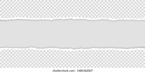 Ripped Squared Horizontal Paper Strips For Text Or Message. Torn Paper Edge. Torn Paper Stripes. Vector Illustration.