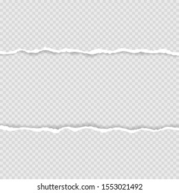 Tiras de papel horizontales separadas para texto o mensaje. Borde de papel desgarrado. Tiras de papel rotas. Ilustración vectorial.