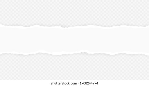 Ripped Squared Horizontal Paper Strips For Text Or Message. Torn Paper Edge. Torn Paper Stripes. Vector Illustration.